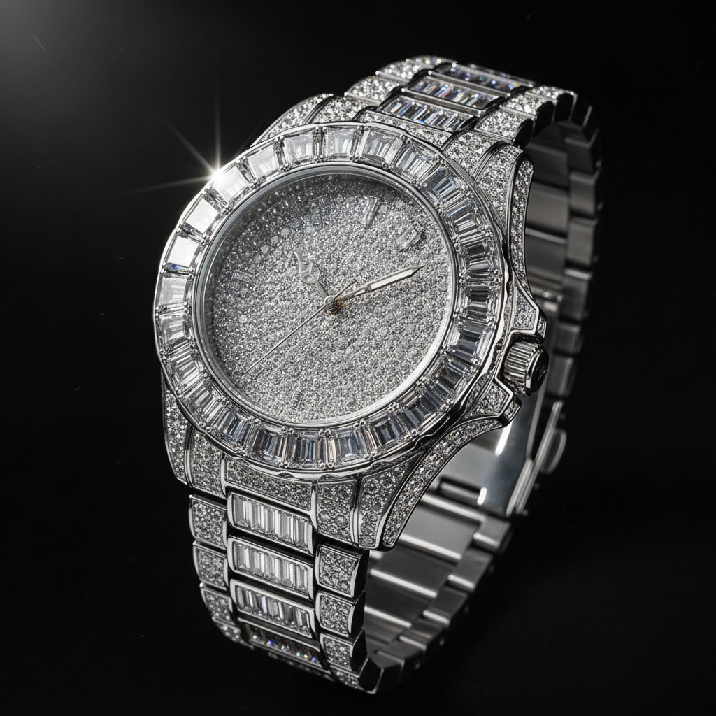 Iced out hip-hop watch main shot