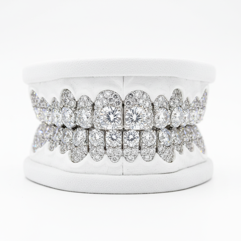 Premium Iced Diamond Grillz Close-Up